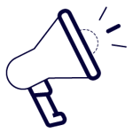 Icon image of megaphone representing increase in brand awareness