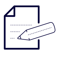 Icon image of a pen and note pad representing page crawling by search engine