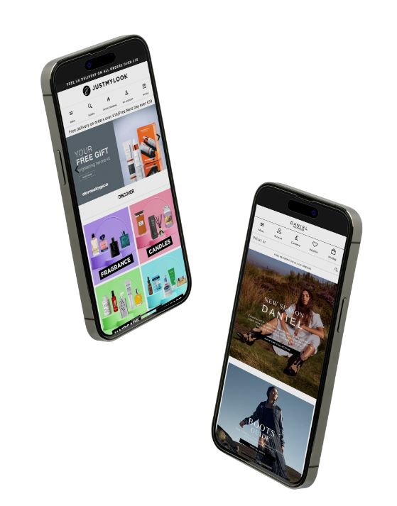 Two phones with websites made by Visualsoft