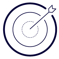Icon image of arrow and a target representing importance of valuable content