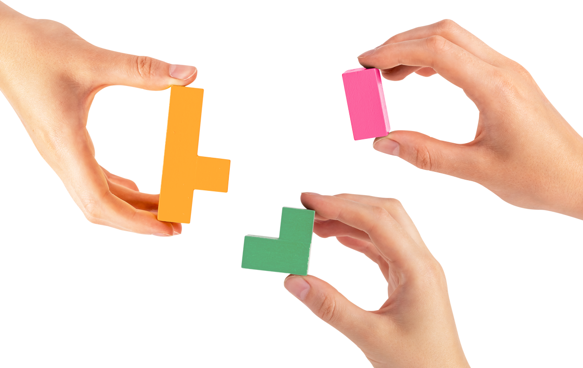 Image of blocks being joined together which represents website architecture
