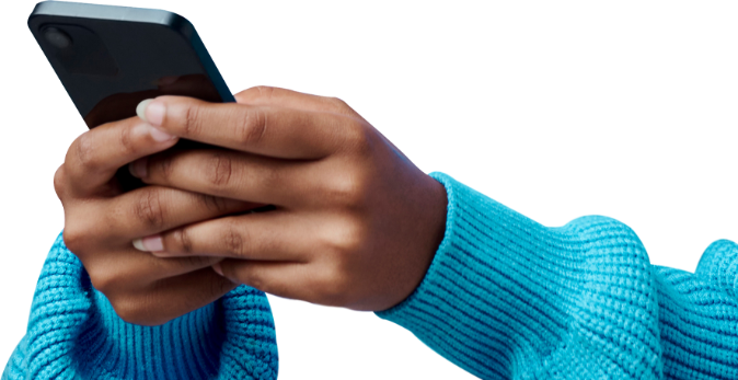 phone in hands to showcase someone looking marketing features