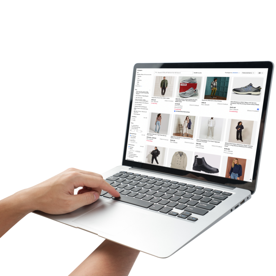 Laptop with a marketplace website page 