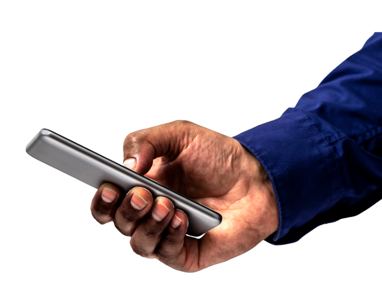 Human with a phone in hand researching CRO